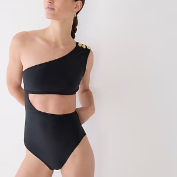 J. Crew Other - J. Crew Cutout One-piece Full-Coverage Swimsuit With Buttons Size 4